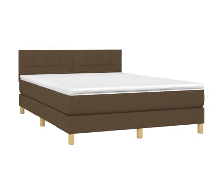 vidaXL Boxspringbett mit Matratze Dunkelbraun 140x190 cm Stoff