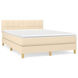 Box spring postel s matrací krémová 140x190 cm textil - obrázek 2