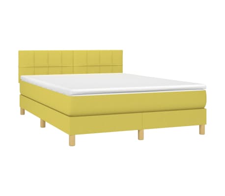 vidaXL Lova su spyruoklėmis ir čiužiniu, žalia, 140x190 cm, audinys