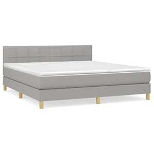 Box spring postel s matrací světle šedá 160 x 200 cm textil - obrázek 2