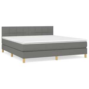 Box spring postel s matrací tmavě šedá 160x200 cm textil - obrázek 2