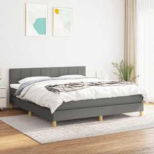 Box spring postel s matrací tmavě šedá 160x200 cm textil - obrázek 1
