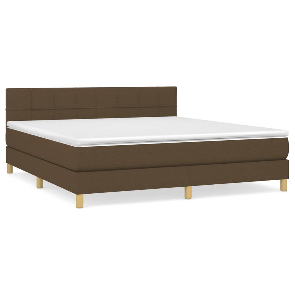 vidaXL Box spring postel s matrací tmavě hnědá 160x200 cm textil