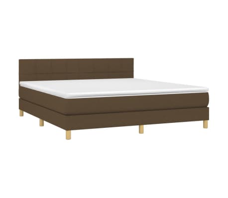 vidaXL Cama box spring con colch&oacute;n tela marr&oacute;n oscuro 160x200 cm