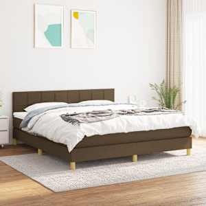 Box spring postel s matrací tmavě hnědá 160x200 cm textil - obrázek 1
