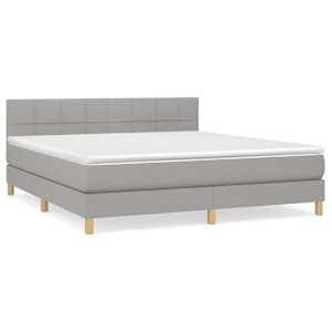 Box spring postel s matrací světle šedá 180 x 200 cm textil - obrázek 2