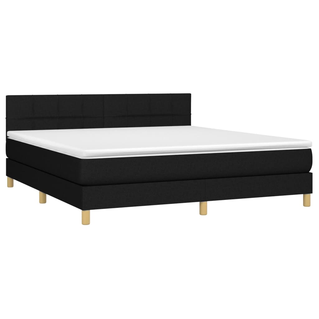 Pat box spring cu saltea, negru, 180x200 cm, catifea