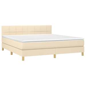Box spring postel s matrací krémová 180x200 cm textil - obrázek 3