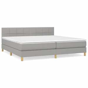 Box spring postel s matrací světle šedá 200 x 200 cm textil - obrázek 2