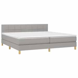 Box spring postelja z vzmetnico svetlo siva 200x200 cm blago - slika 3