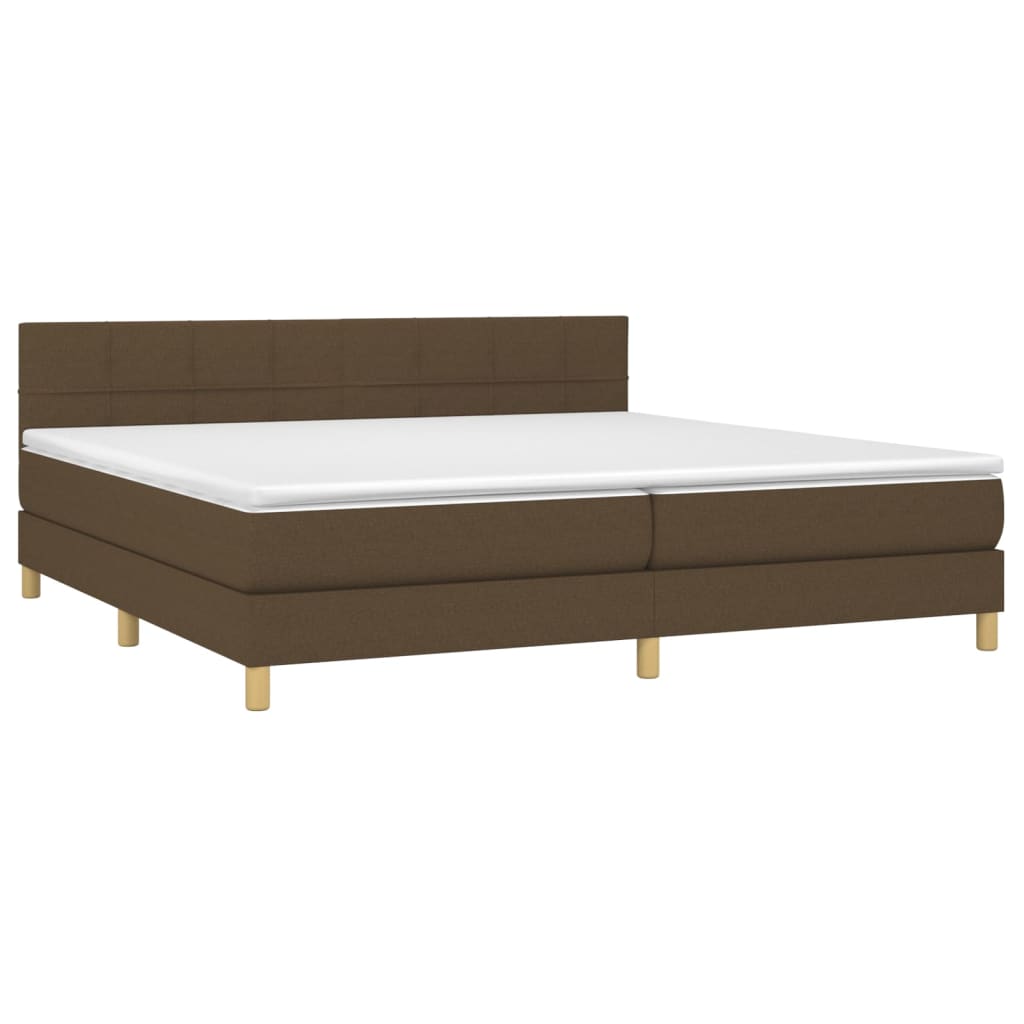 vidaXL Boxspring met matras stof donkerbruin 200x200 cm afbeelding