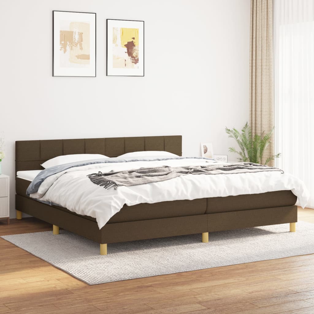 vidaXL Boxspringbett mit Matratze Dunkelbraun 200x200 cm Stoff