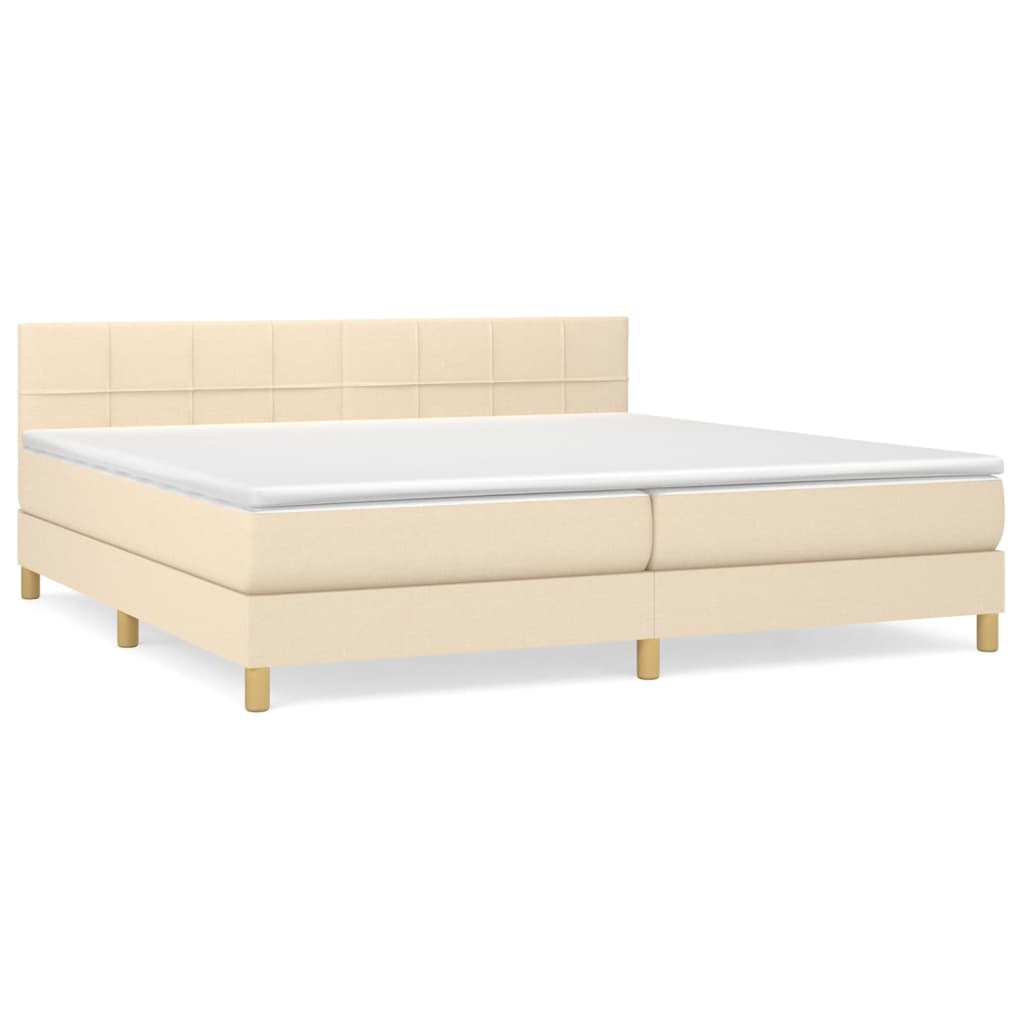 vidaXL Boxspring met matras stof crèmekleurig 200x200 cm