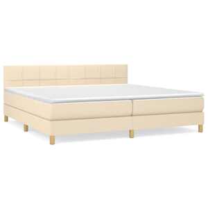 Box spring postel s matrací krémová 200x200 cm textil - obrázek 2