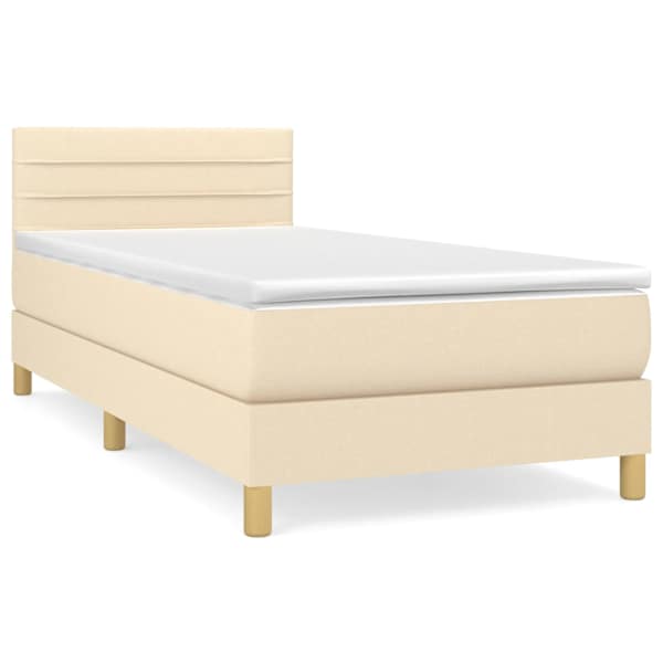 vidaXL kontinentaalvoodi madratsiga, kreemjas, 80x200 cm, kangas