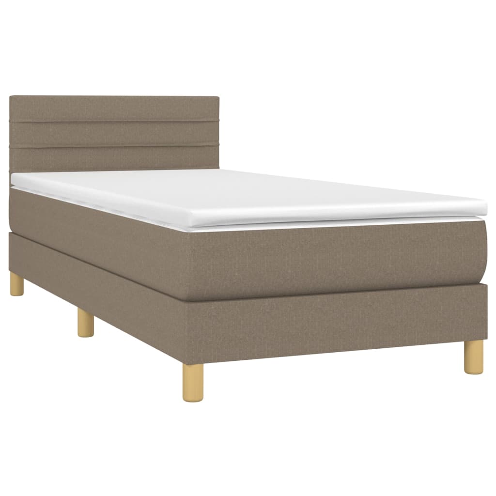 Box spring postelja z vzmetnico taupe 90x190 cm blago