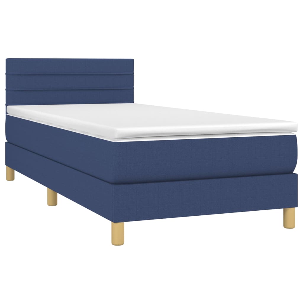 vidaXL Boxspring met matras stof blauw 90x190 cm afbeelding