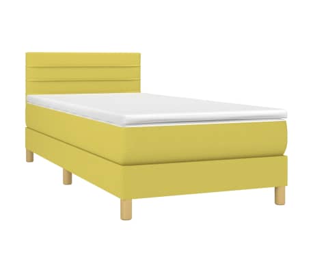 vidaXL Lova su spyruoklėmis ir čiužiniu, žalia, 90x190 cm, audinys