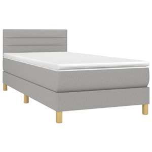 Box spring postelja z vzmetnico svetlo siva 90x200 cm blago - slika 3
