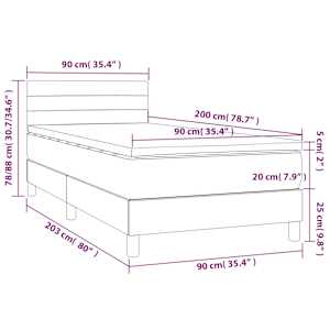 Box spring postelja z vzmetnico moder 90x200 cm blago - slika 7