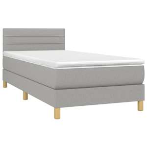 Box spring postel s matrací světle šedý 100 x 200 cm textil - obrázek 3