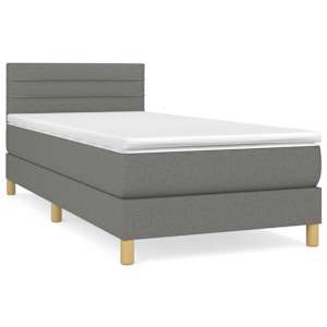 Box spring postelja z vzmetnico temno siva 100x200 cm blago - slika 2