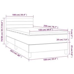 Box spring postel s matrací tmavě šedá 100 x 200 cm textil - obrázek 7