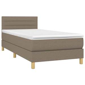 Box spring postelja z vzmetnico taupe 100x200 cm blago - slika 3