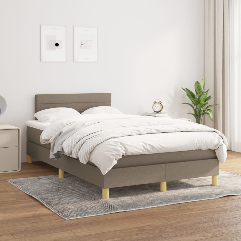 vidaXL Lit à sommier tapissier avec matelas Taupe 120x200 cm Tissu