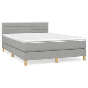 Box spring posteljni z vzmetnico svetlo siv 140x190 cm blago - slika 2