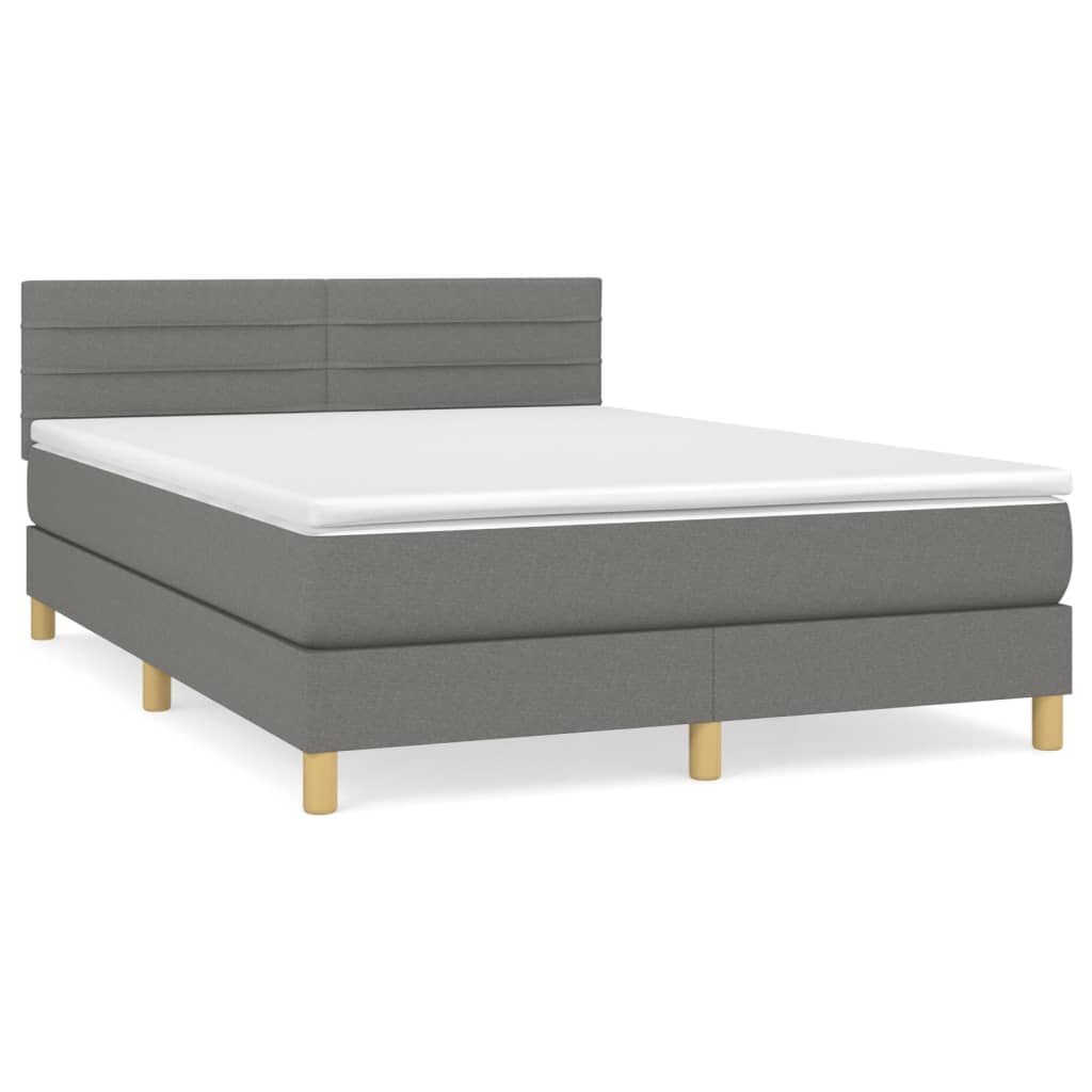 Thumbnail - vidaXL Boxspringbett mit Matratze Dunkelgrau 140x190 cm Stoff