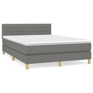 Box spring posteljni z vzmetnico temno siv 140x190 cm blago - slika 2