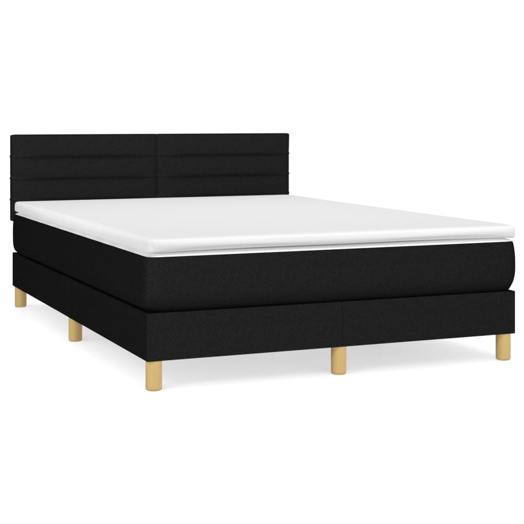 Thumbnail - vidaXL Boxspringbett mit Matratze Schwarz 140x190 cm Stoff