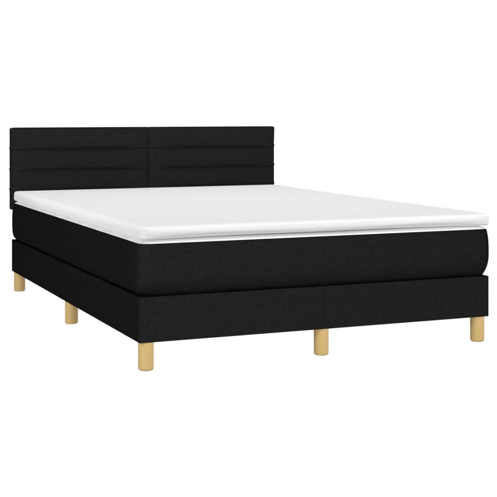 vidaXL Boxspring met matras stof zwart 140x190 cm afbeelding
