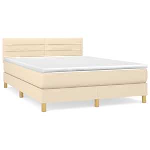 Box spring postel s matrací krémová 140x190 cm textil - obrázek 2