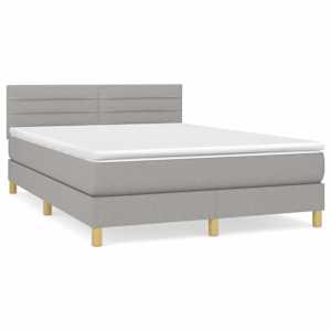 Box spring postelja z vzmetnico svetlo siva 140x200 cm blago - slika 2