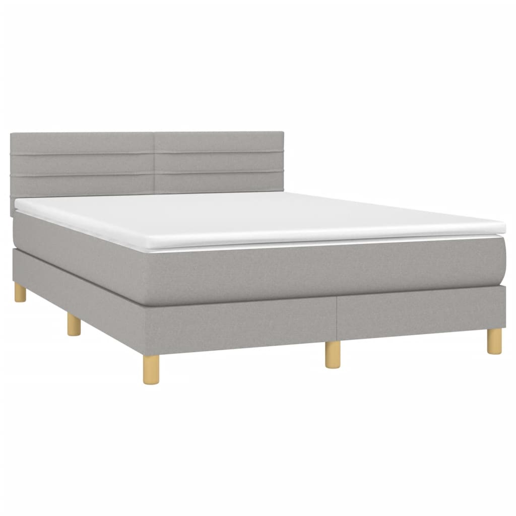 Krevet box spring s madracem svjetlosivi 140x200 cm od tkanine