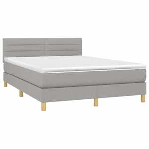 Box spring postelja z vzmetnico svetlo siva 140x200 cm blago - slika 3