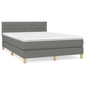 Box spring postelja z vzmetnico temno siva 140x200 cm blago - slika 2