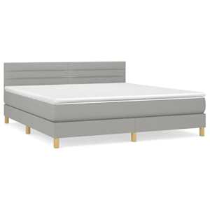 Box spring postel s matrací světle šedá 160 x 200 cm textil - obrázek 2