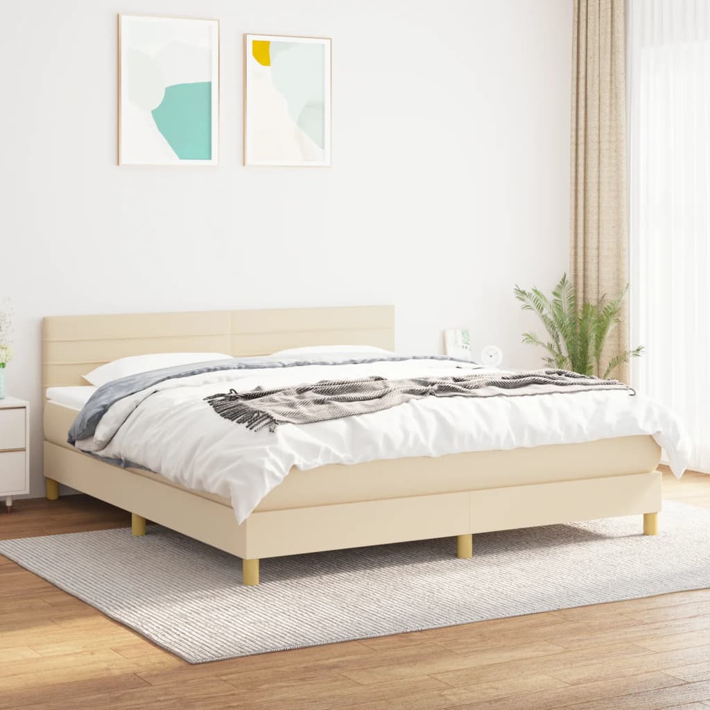 Boxspringbett mit Matratze Creme 160×200 cm Stoff