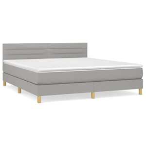 Box spring postel s matrací světle šedá 180 x 200 cm textil - obrázek 2