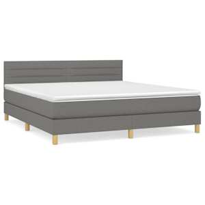 Box spring postel s matrací tmavě šedá 180x200 cm textil - obrázek 2