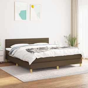 Box spring postel s matrací tmavě hnědá 180x200 cm textil - obrázek 1