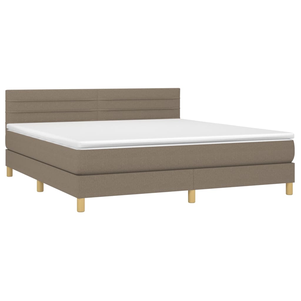 vidaXL Boxspring met matras stof taupe 180x200 cm afbeelding