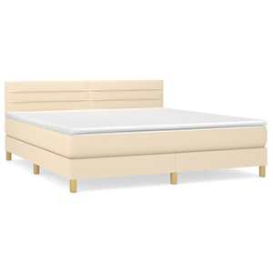Box spring postel s matrací krémová 180x200 cm textil - obrázek 2
