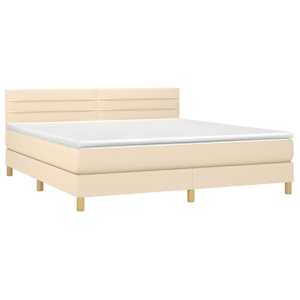 Box spring postel s matrací krémová 180x200 cm textil - obrázek 3