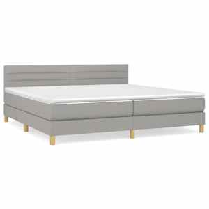 Box spring postelja z vzmetnico svetlo siva 200x200 cm blago - slika 2