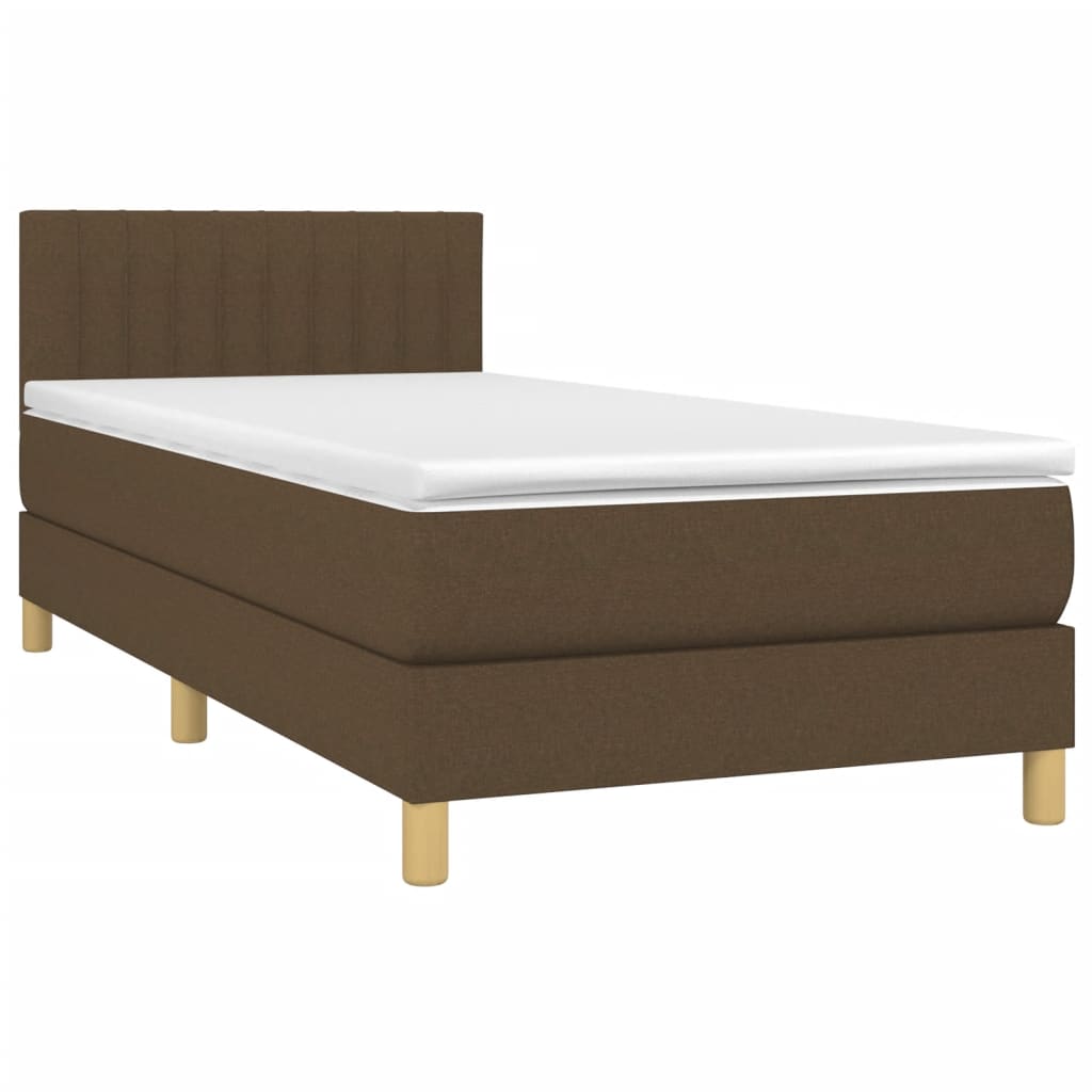 vidaXL Boxspring met matras stof donkerbruin 90x190 cm afbeelding