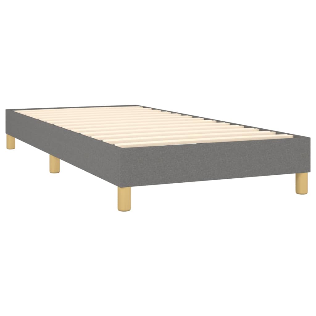 sötétszürke szövet rugós ágy matraccal 90 x 200 cm